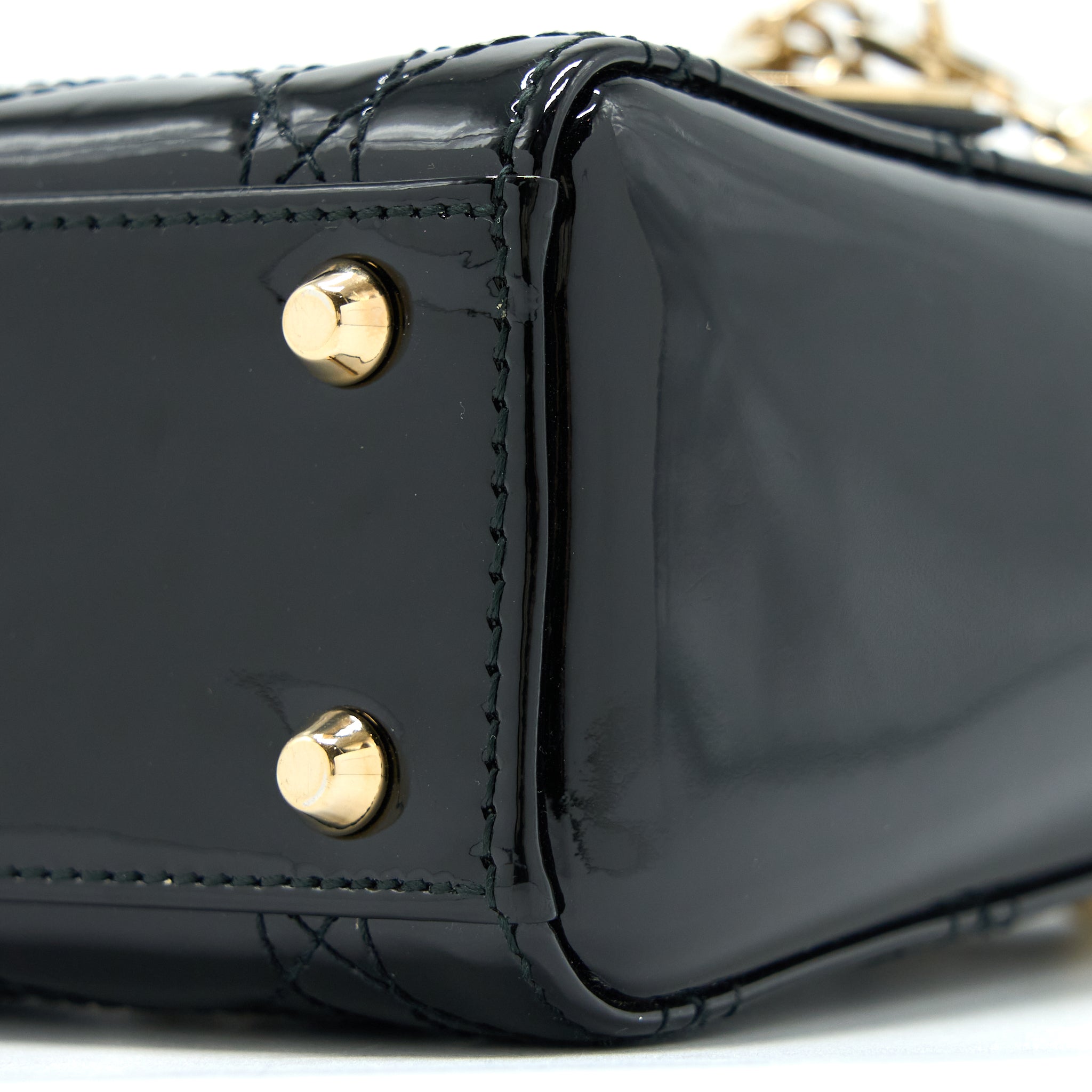 DIOR MINI LADY DIOR PATENT BLACK LGHW