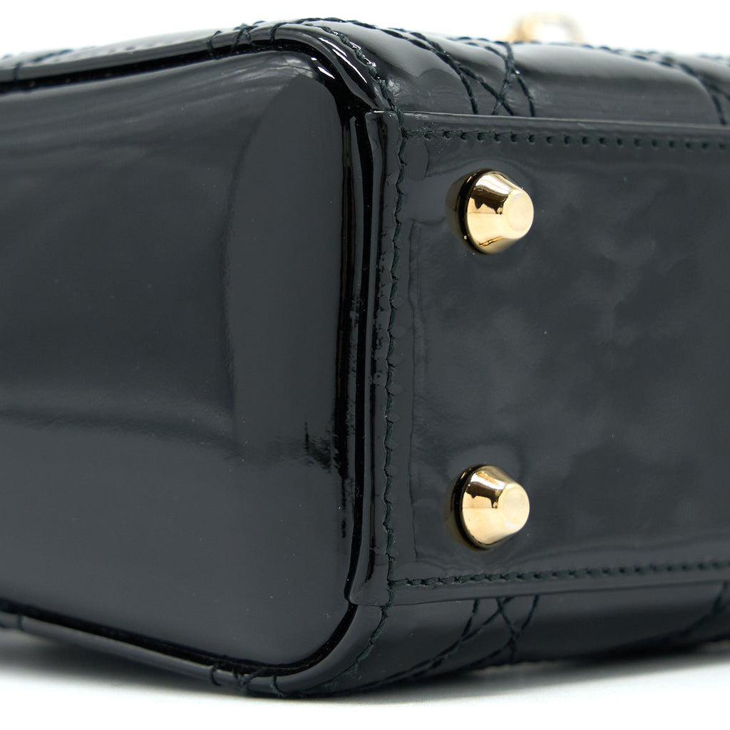 DIOR MINI LADY DIOR PATENT BLACK LGHW