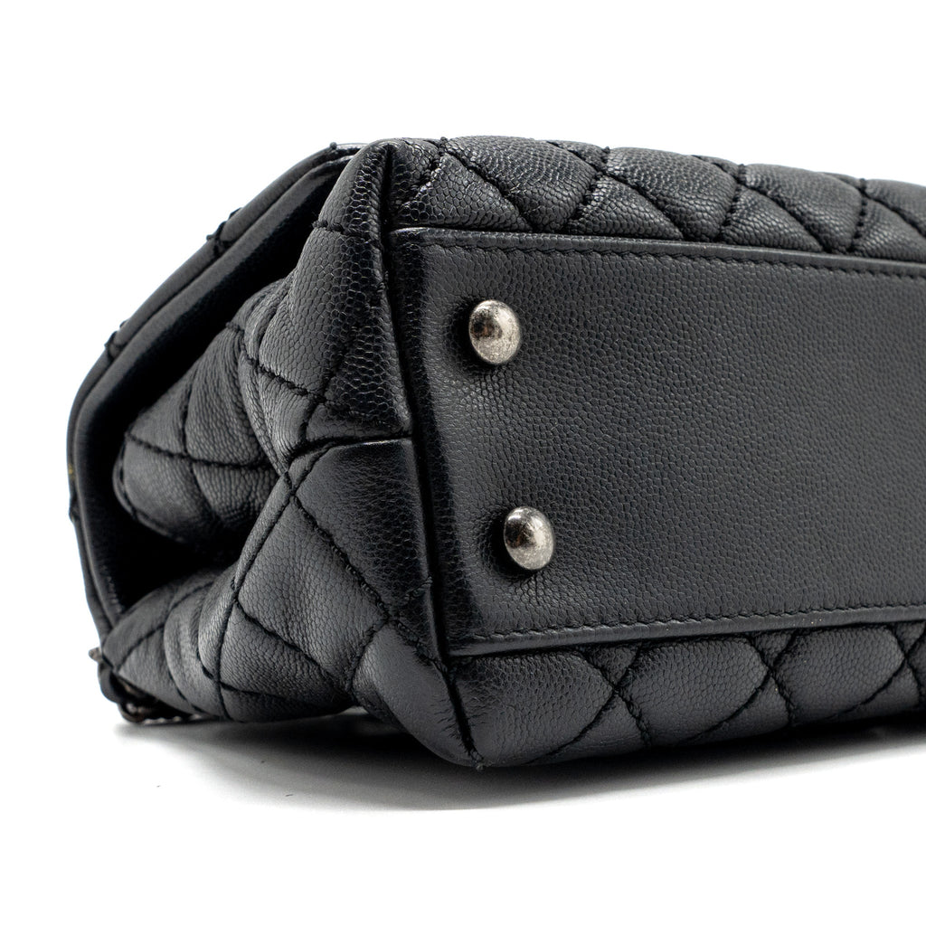 CHANEL SMALL COCO HANDLE CAVIAR BLACK RUTHENIUM HARDWARE
