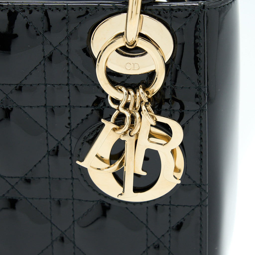DIOR MINI LADY DIOR PATENT BLACK LGHW