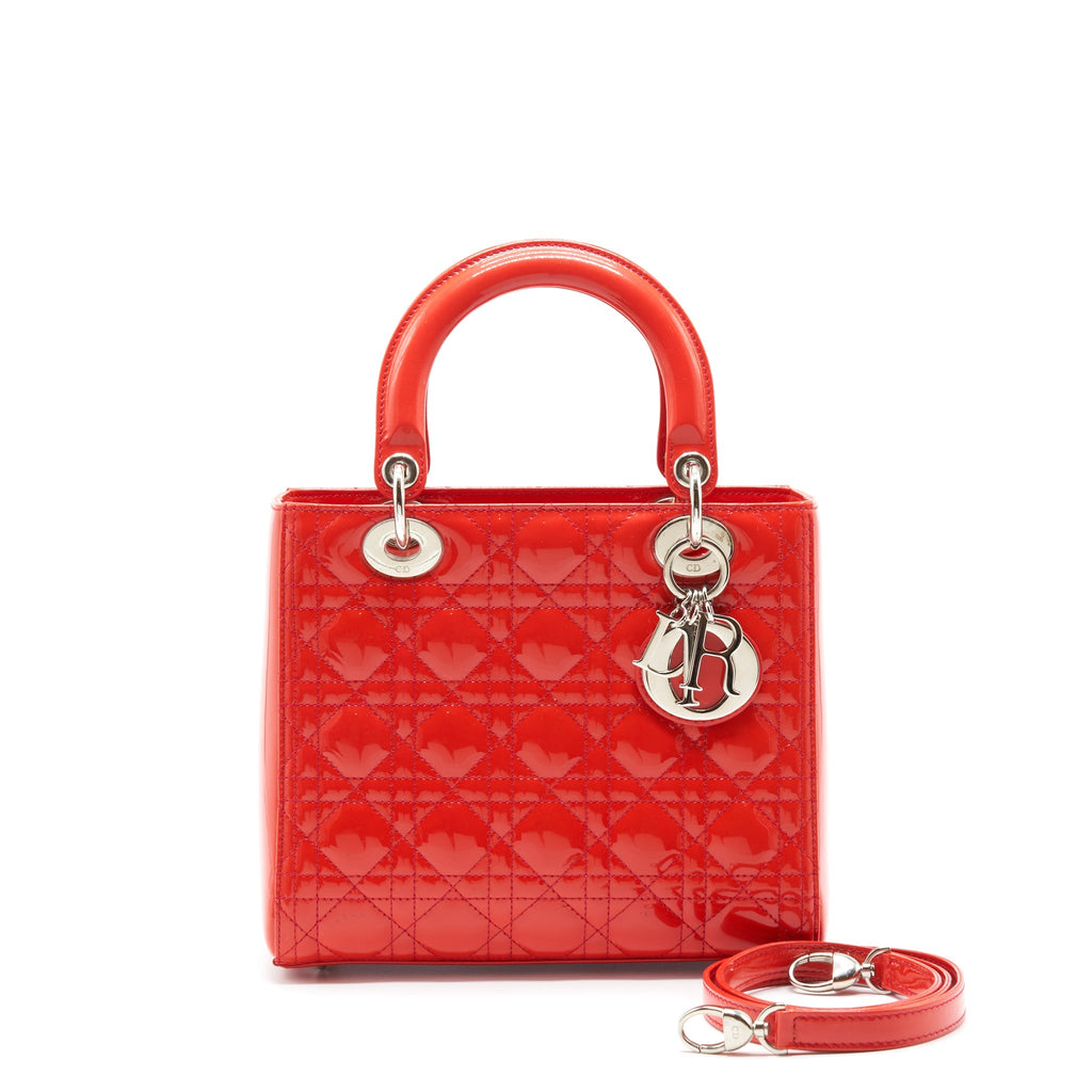 DIOR MEDIUM LADY DIOR PATENT RED SHW