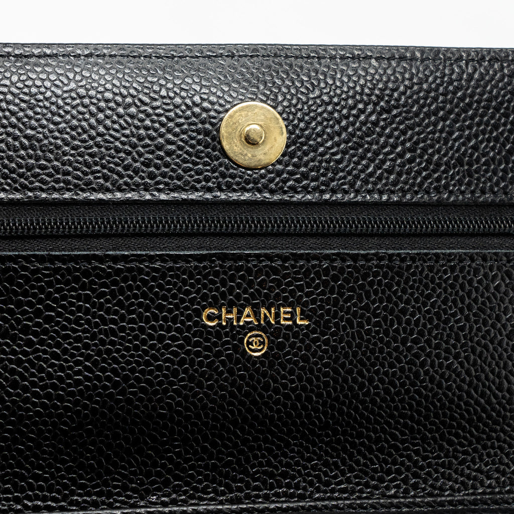 CHANEL CLASSIC WALLET ON CHAIN CAVIAR BLACK GHW(MICROCHIP)