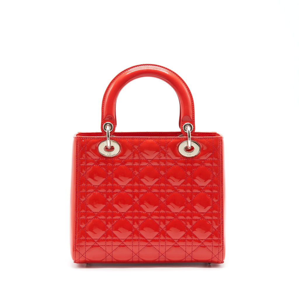 DIOR MEDIUM LADY DIOR PATENT RED SHW