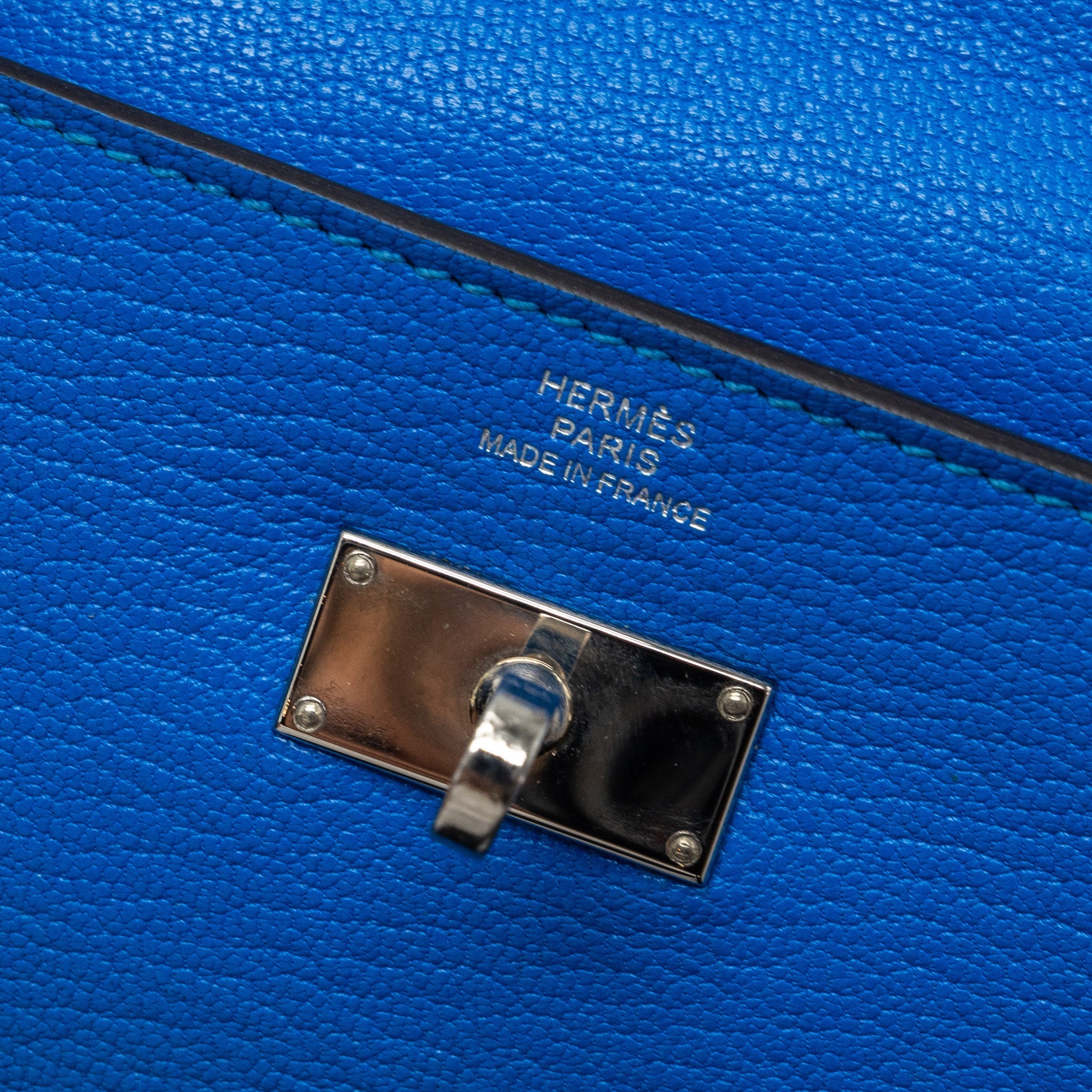 HERMES KELLY CLASSIC LONG WALLET CHÈVRE MYSORE BLUE HYDRA  SHW