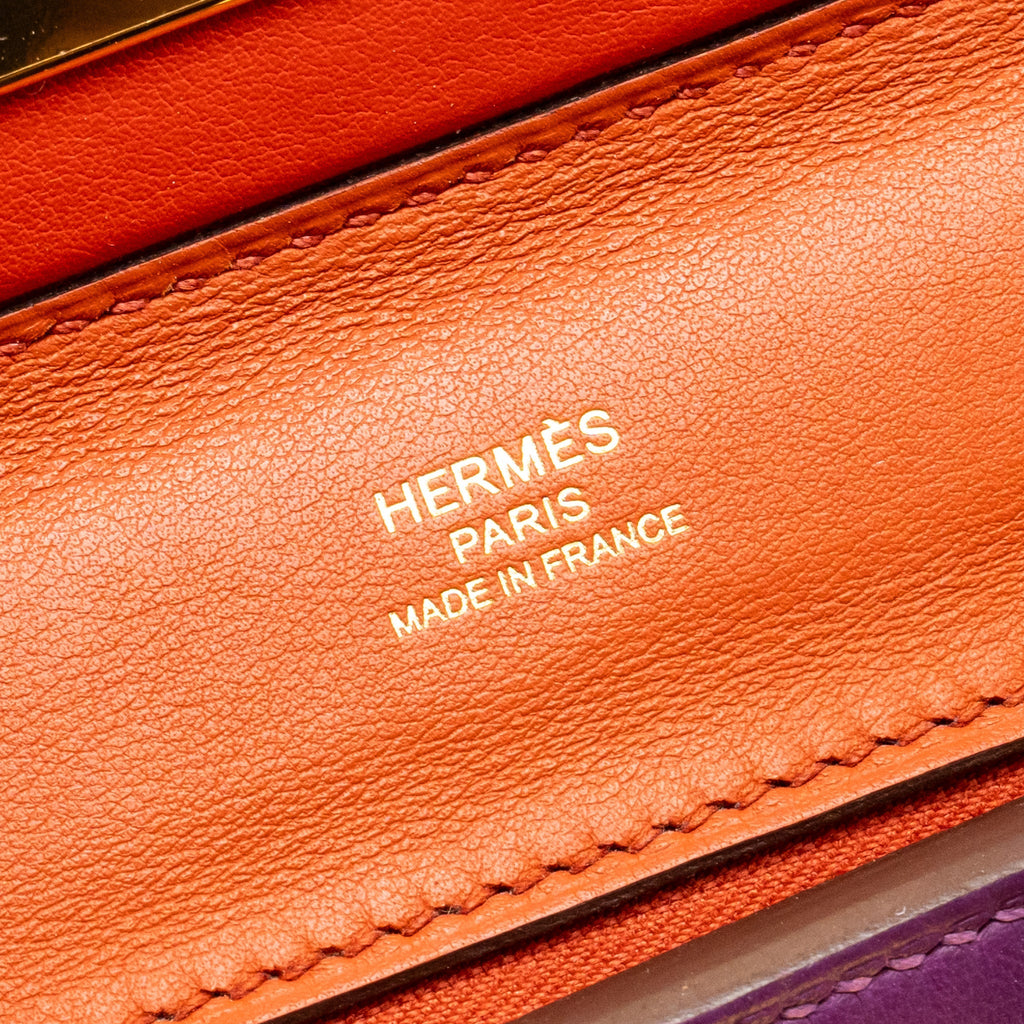 HERMES MINI 24/24 2424-21 BAG EVERCOLOR/ SWIFT TERRE/ CAPUCINE / ANEMONE GHW
