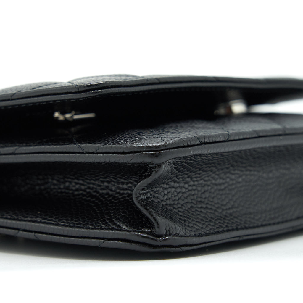 CHANEL CLASSIC WALLET ON CHAIN CAVIAR BLACK SHW (MICROCHIP)