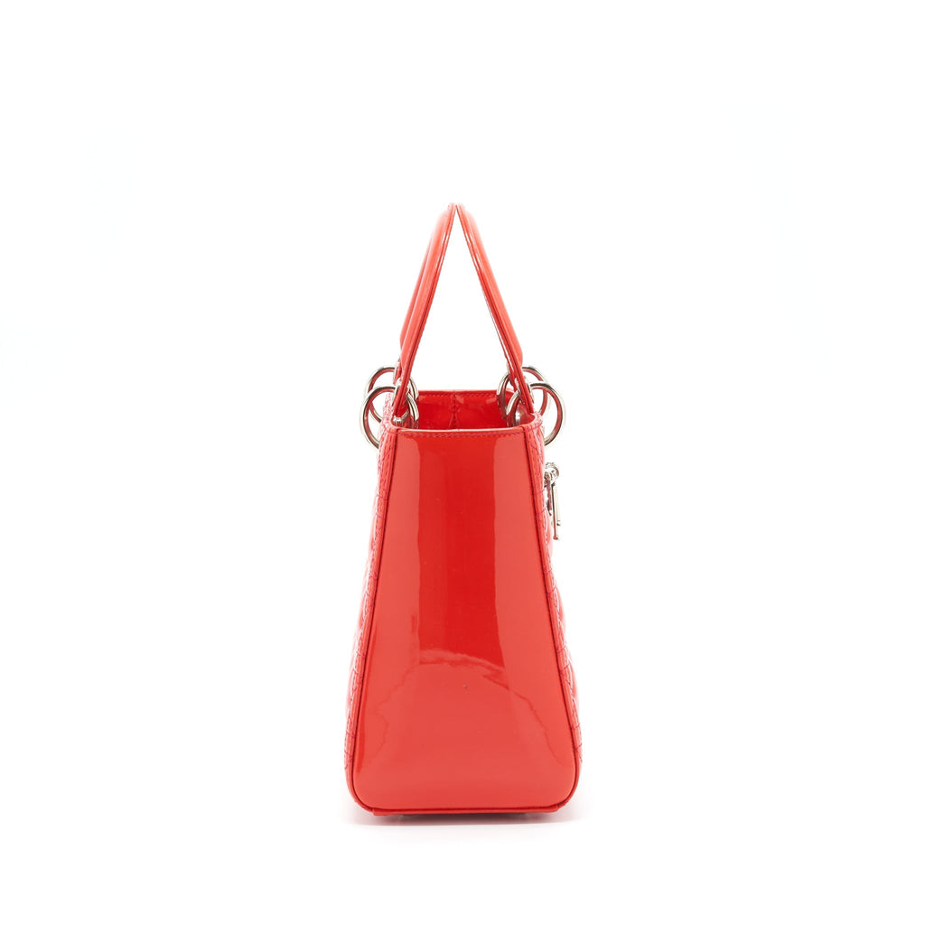 DIOR MEDIUM LADY DIOR PATENT RED SHW