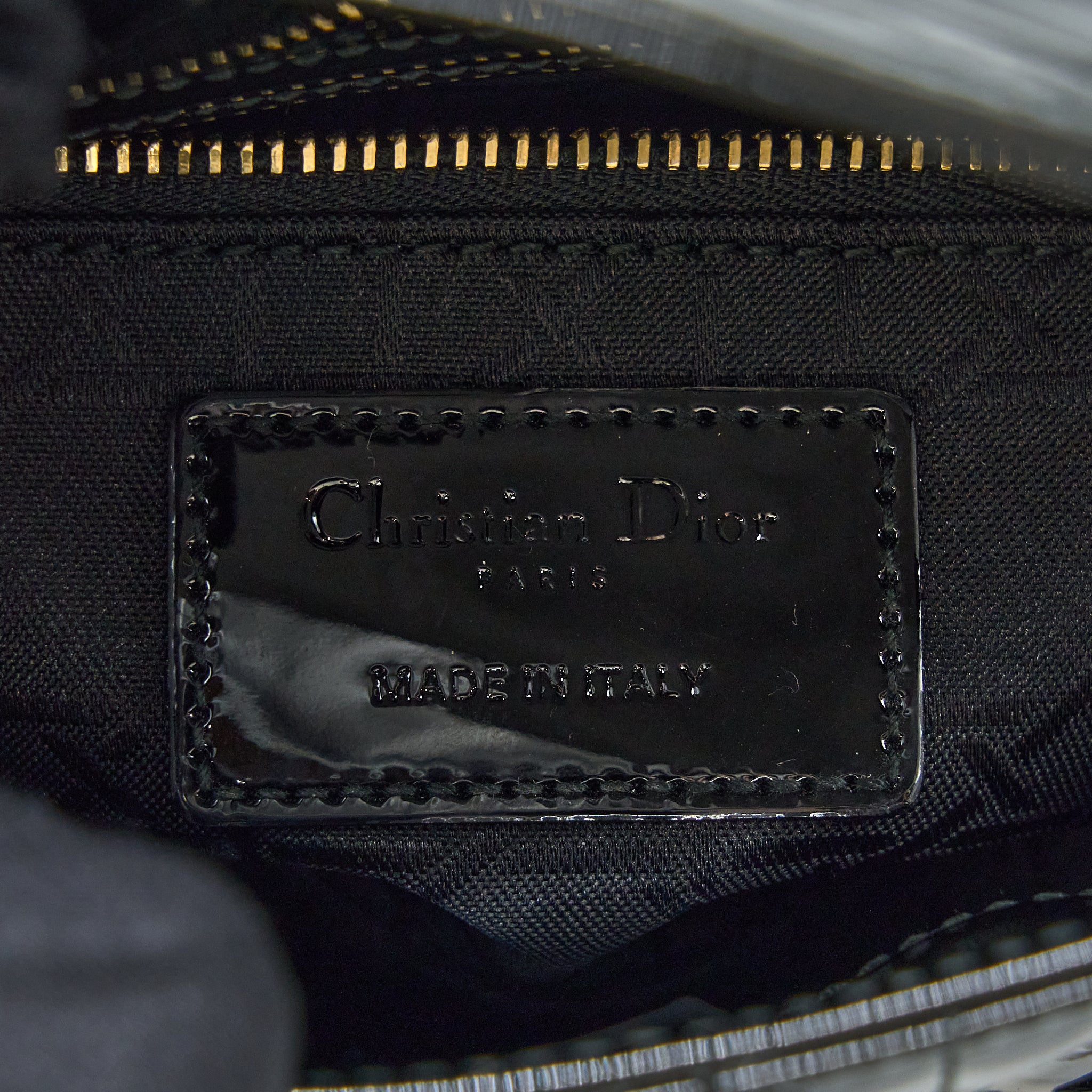 DIOR MINI LADY DIOR PATENT BLACK LGHW