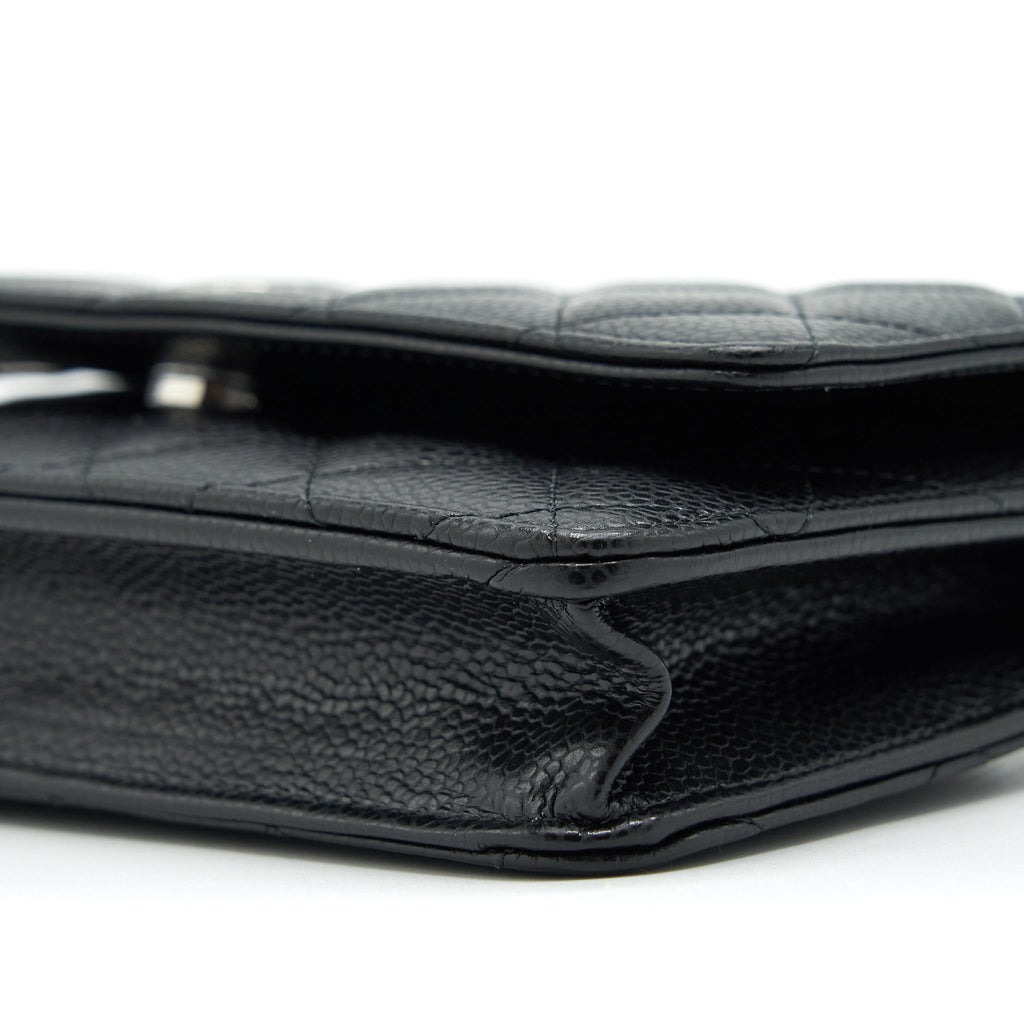 CHANEL CLASSIC WALLET ON CHAIN CAVIAR BLACK SHW (MICROCHIP)
