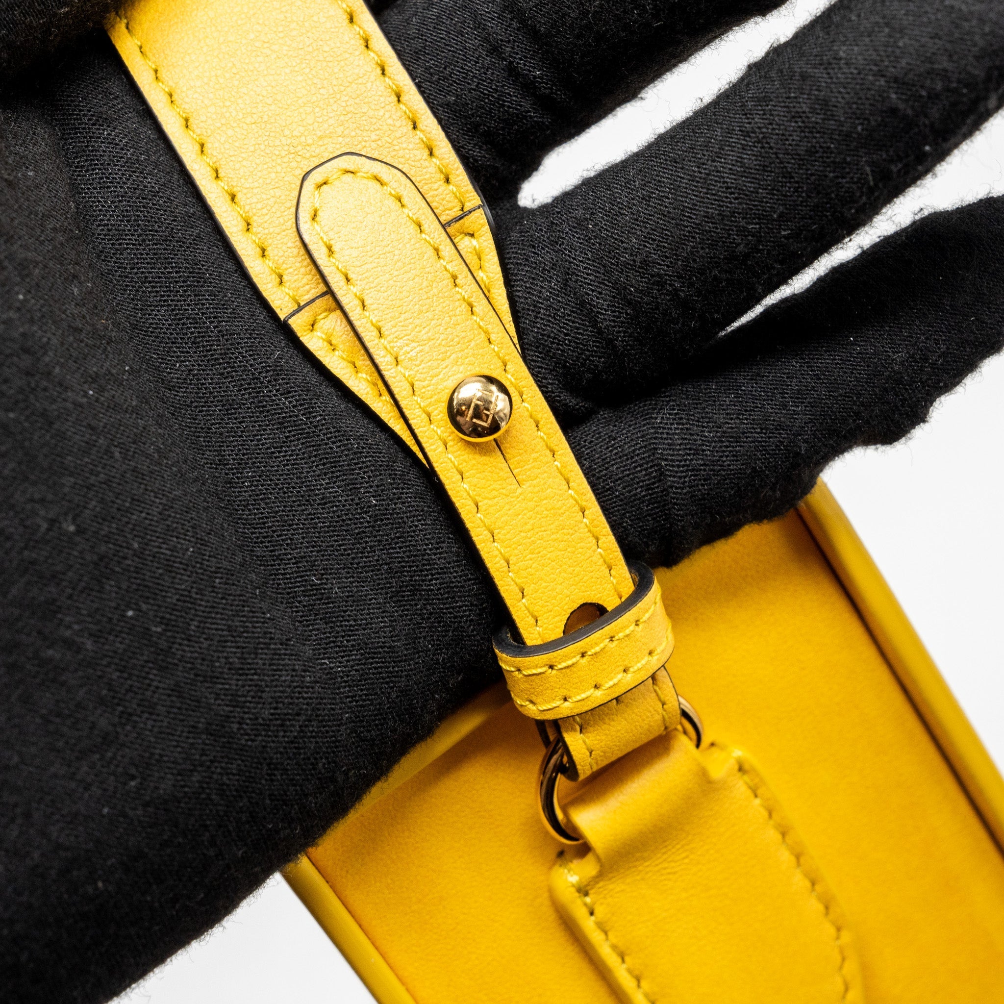FENDI VERTICAL BOX SHOULDER BAG CALFSKIN YELLOW GHW