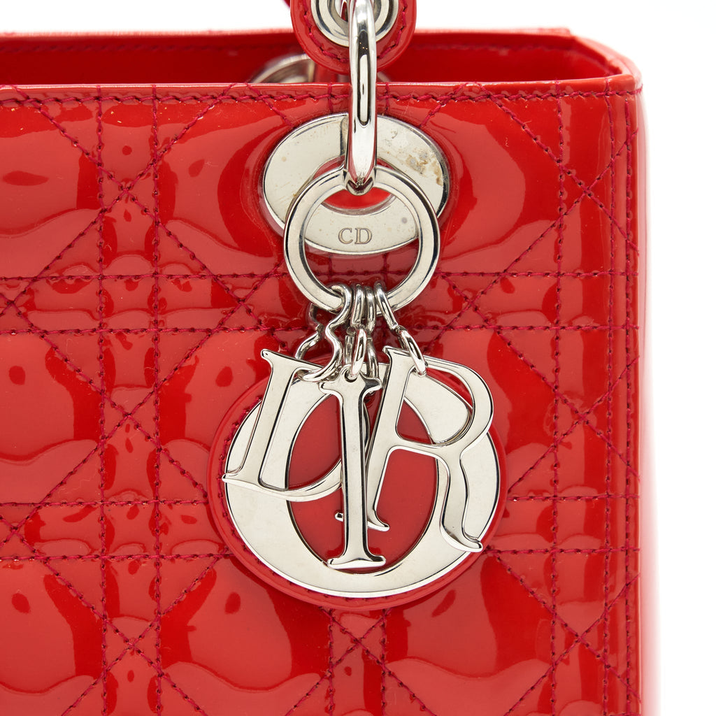 DIOR MEDIUM LADY DIOR PATENT RED SHW