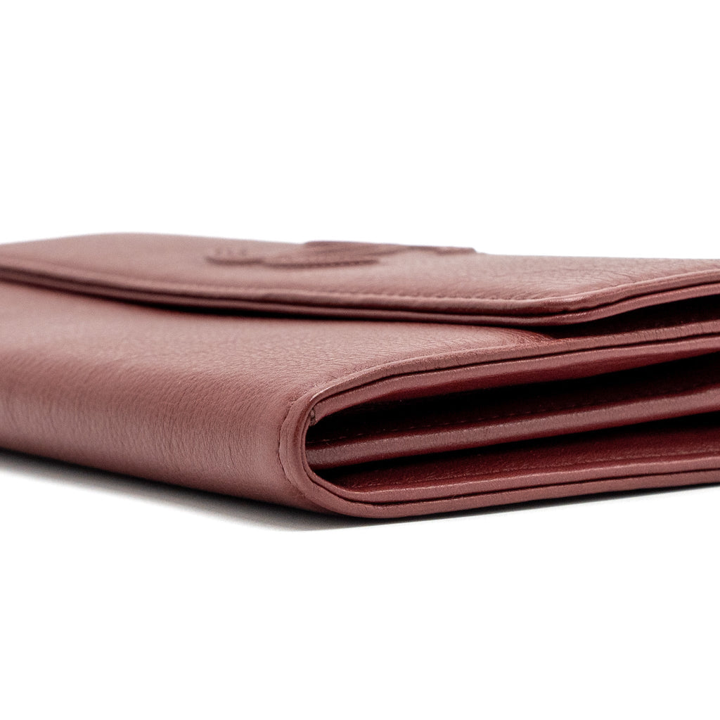 CHANEL FLAP LONG WALLET CALFSKIN RED GHW