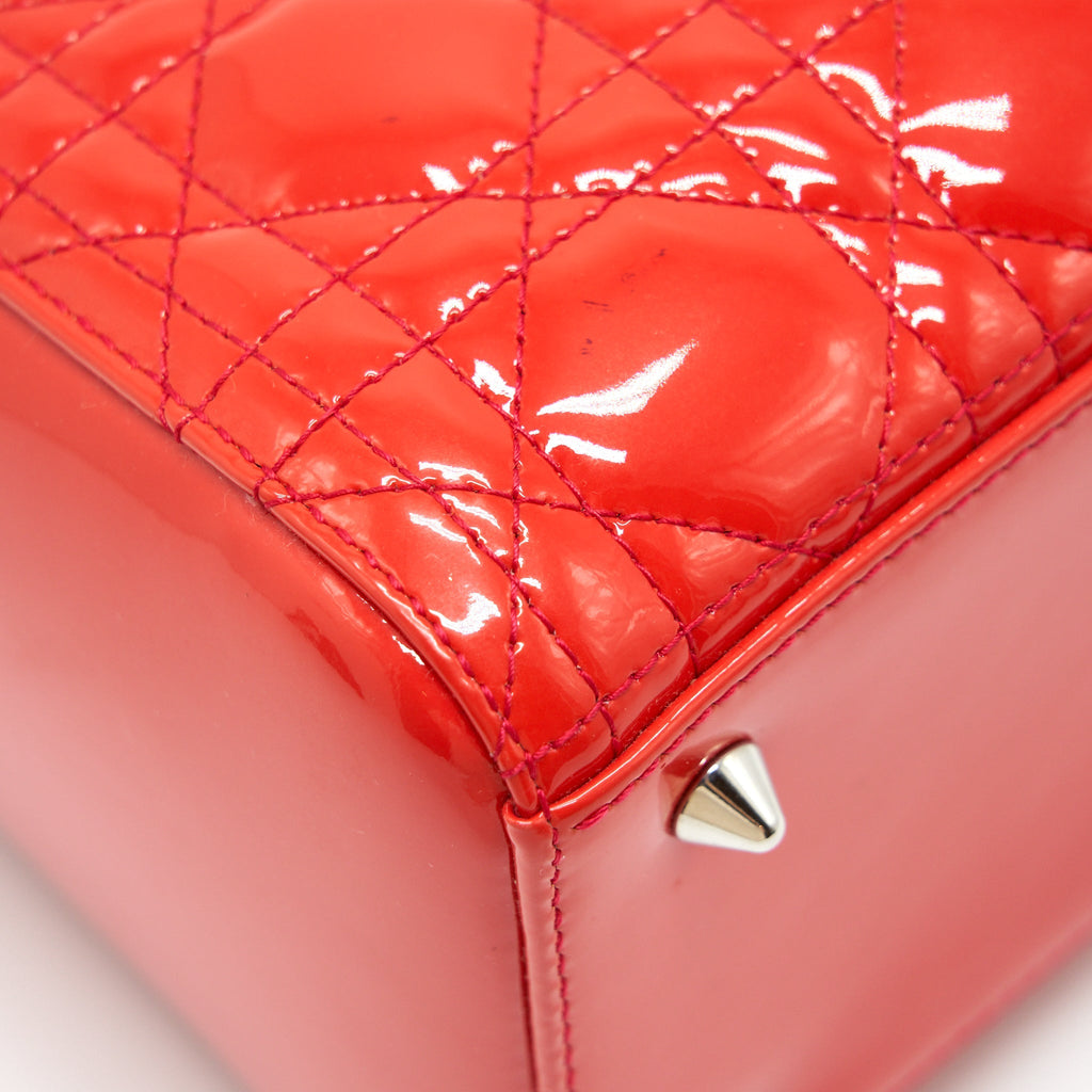 DIOR MEDIUM LADY DIOR PATENT RED SHW