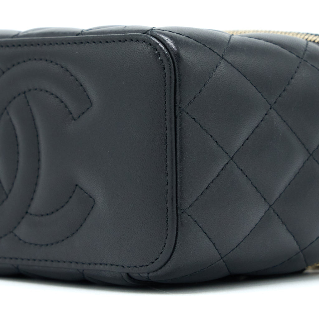 CHANEL PEAR CRUSH LONG VANITY WITH CHAIN LAMBSKIN BLACK GHW
