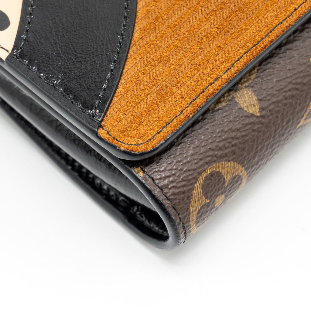 LOUIS VUITTON WILD AT HEART TWIST WALLET ON CHAIN CALFSKIN/MONOGRAM CANVAS MULTICOLOLUR BLACK/SLIVER HARDWARE