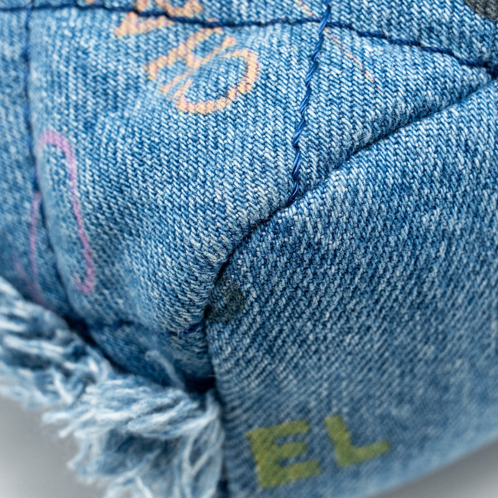 CHANEL SMALL BUCKET BAG DENIM BLUE LGHW (MICROCHIP)