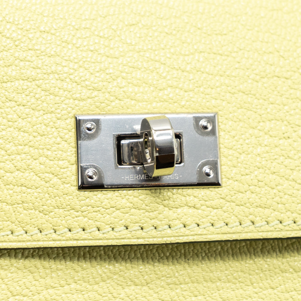 HERMES KELLY POCKET COMPACT CHEVRE MYSORE R9 JAUNE BOURGE SHW