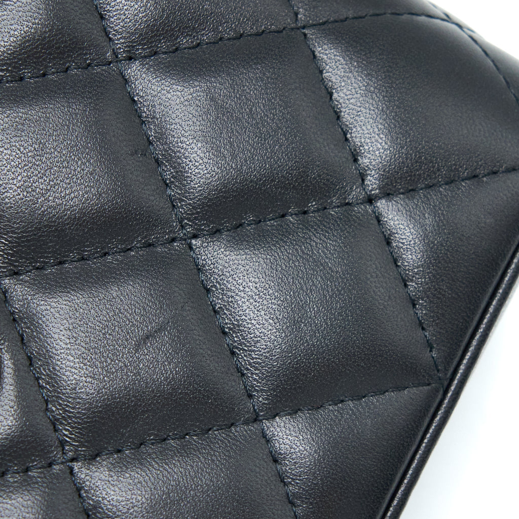 CHANEL PEAR CRUSH LONG VANITY WITH CHAIN LAMBSKIN BLACK GHW