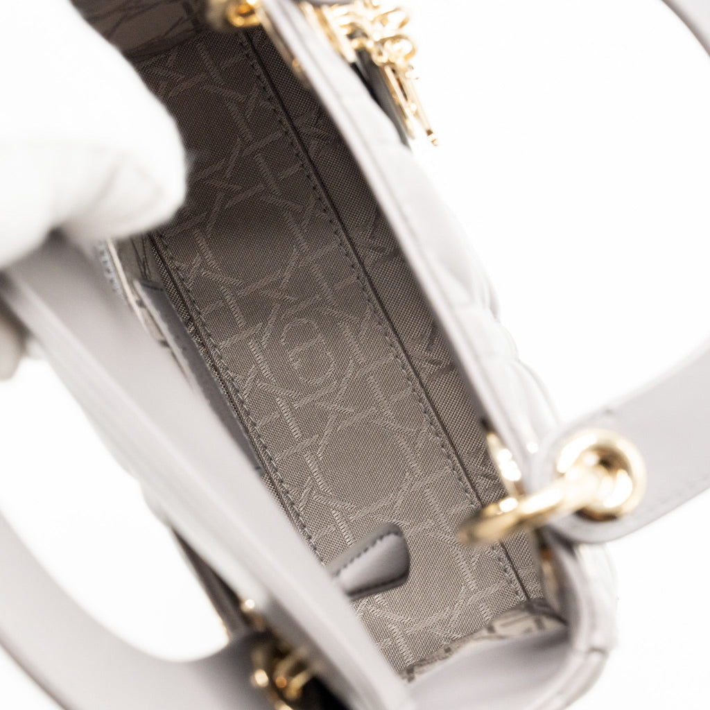 DIOR MINI LADY DIOR LAMBSKIN GREY LGHW