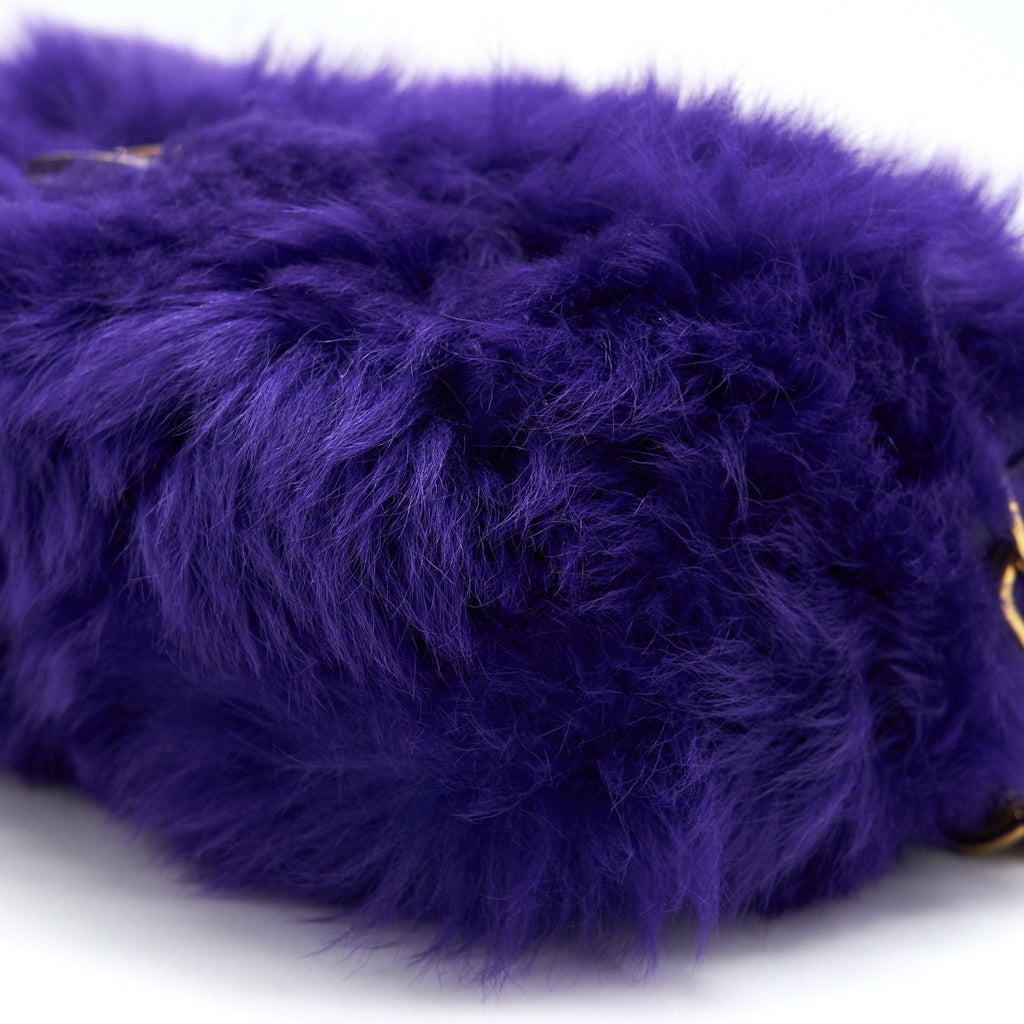 FENDI BAGUETTE FUR HANDBAG PURPLE