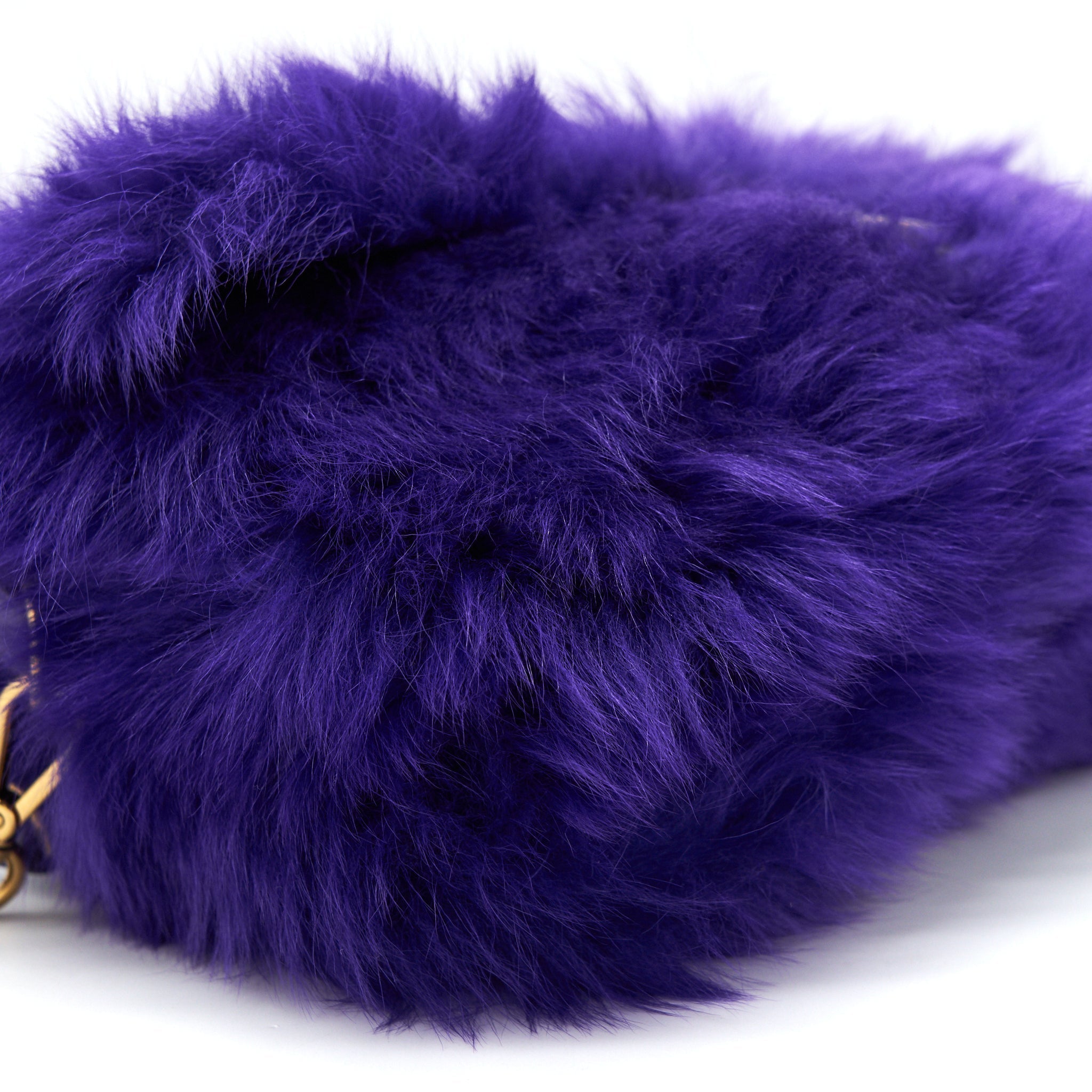 FENDI BAGUETTE FUR HANDBAG PURPLE