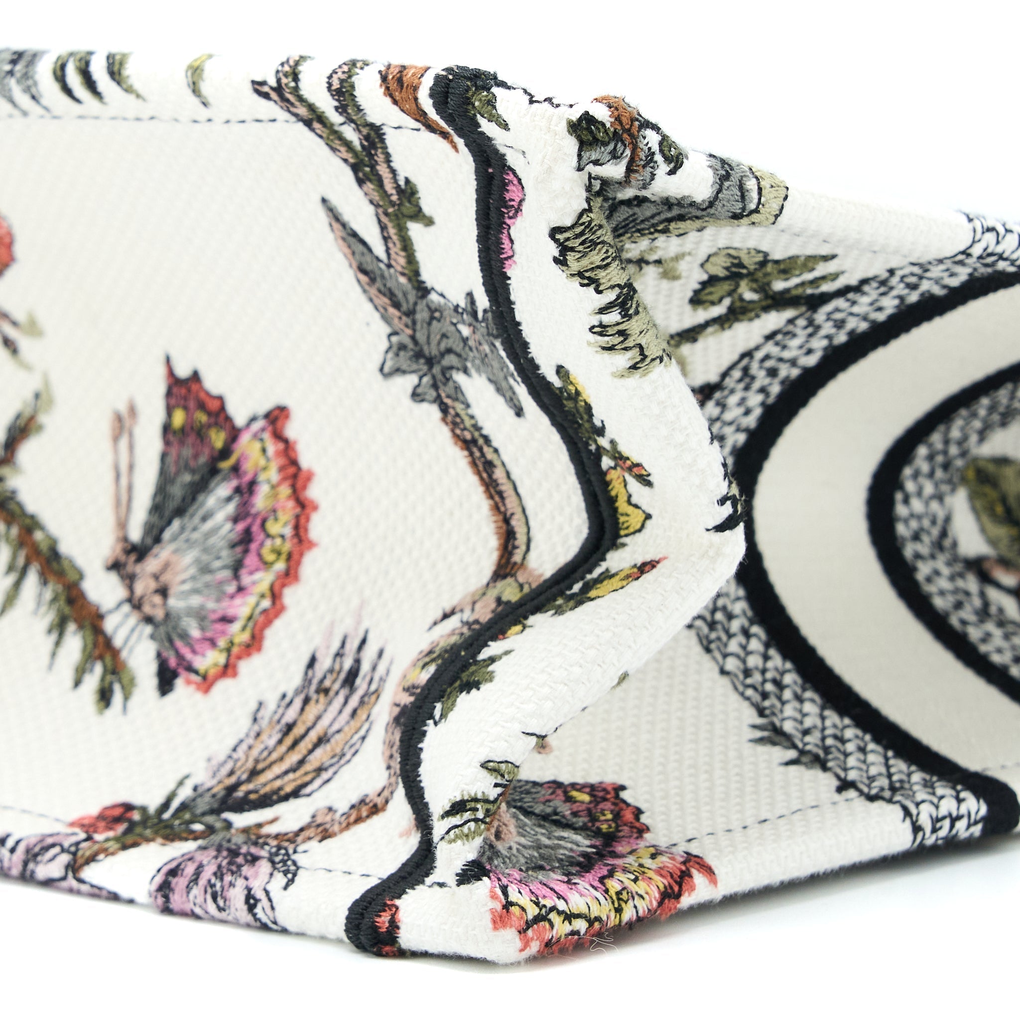 DIOR SMALL BOOK TOTE DIOR PETITES FLEURS EMBROIDERY CANVAS WHITE MULTICOLOUR