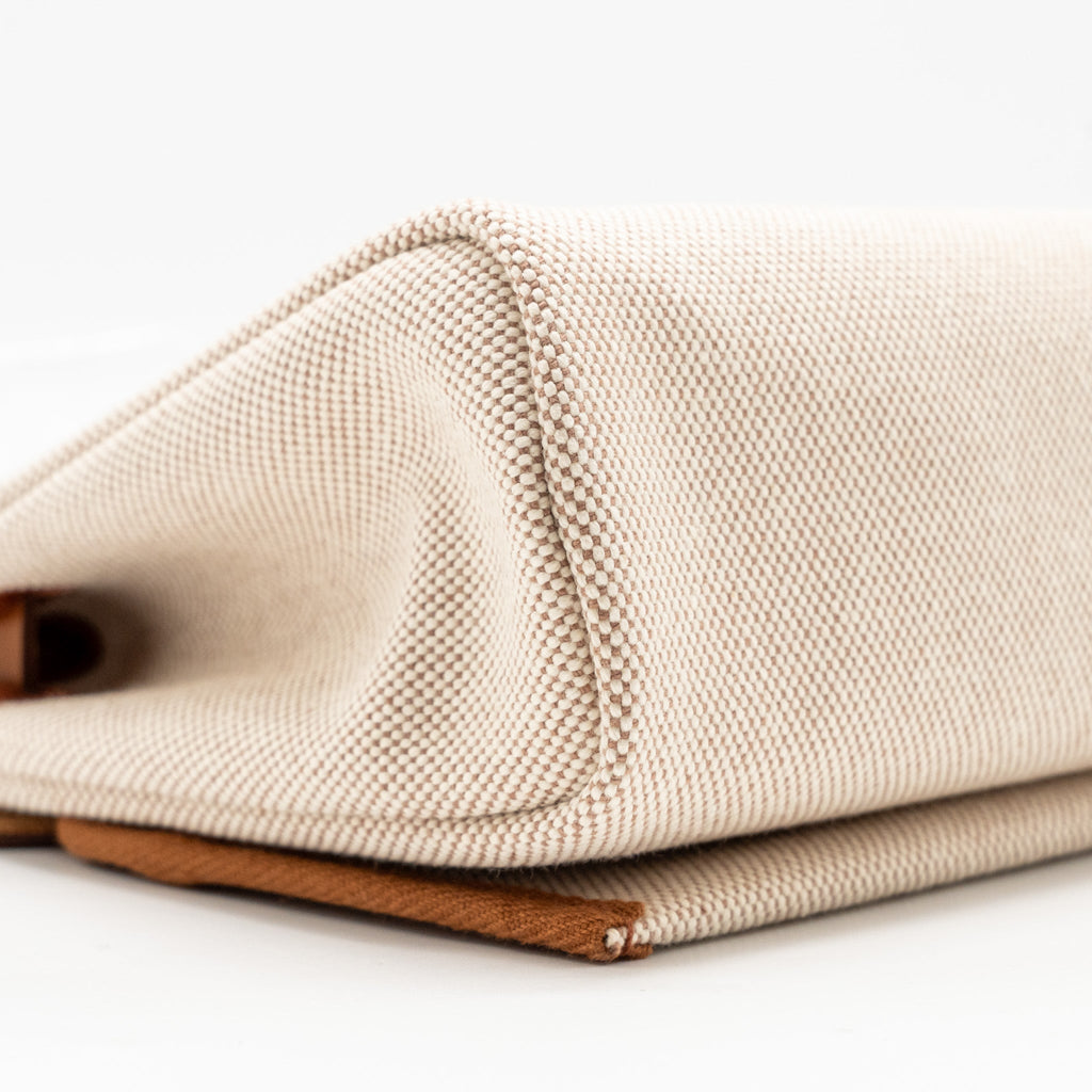 HERMES HERBAG MINI CANVAS / HUNTER LEATHER ECRU-BEIGE / FAUVE SHW