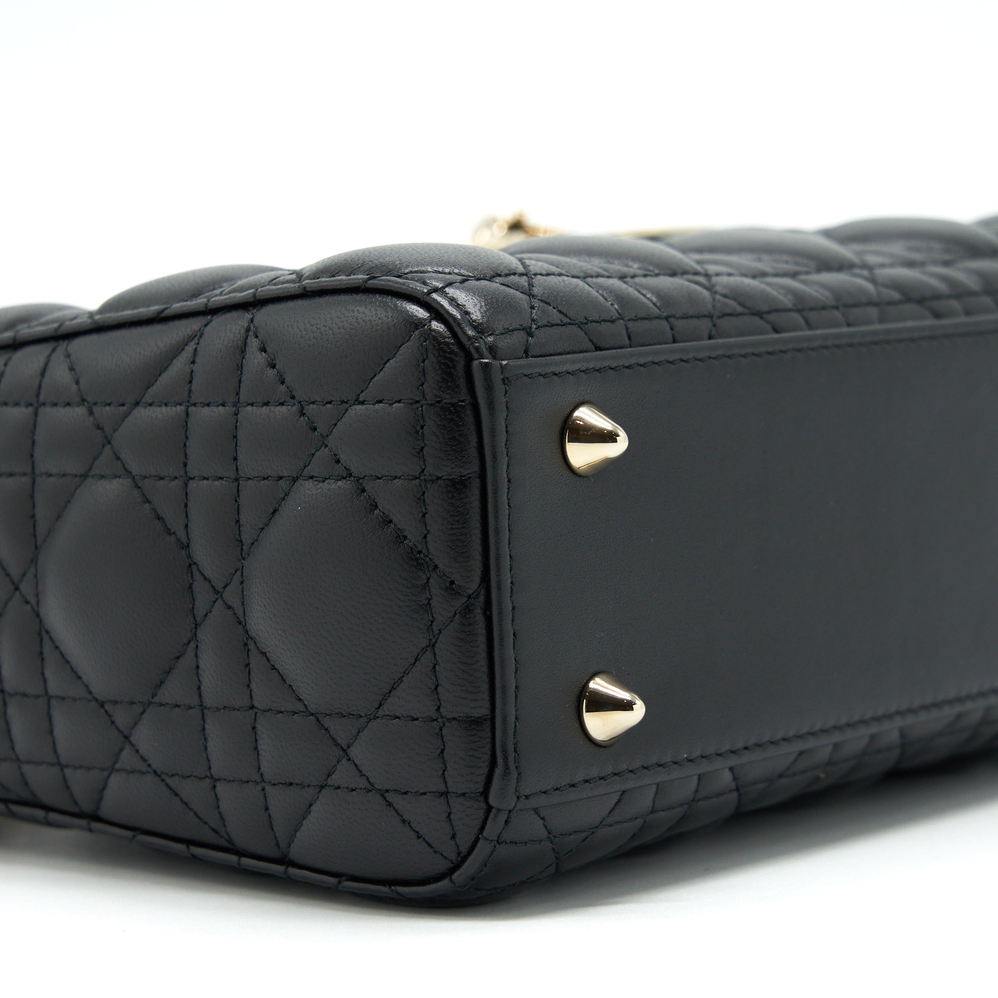 DIOR SMALL LADY DIOR LAMBSKIN BLACK LGHW