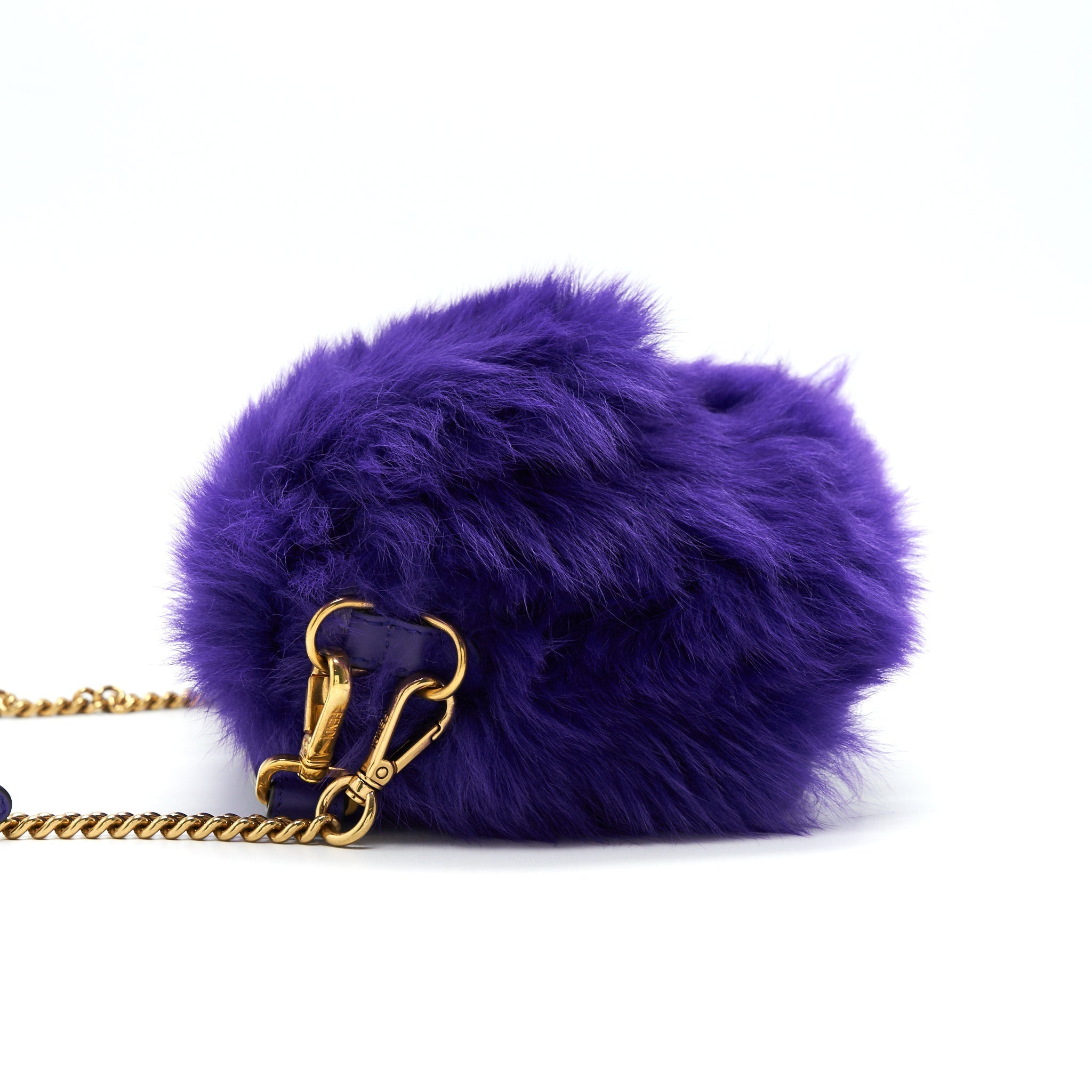 FENDI BAGUETTE FUR HANDBAG PURPLE