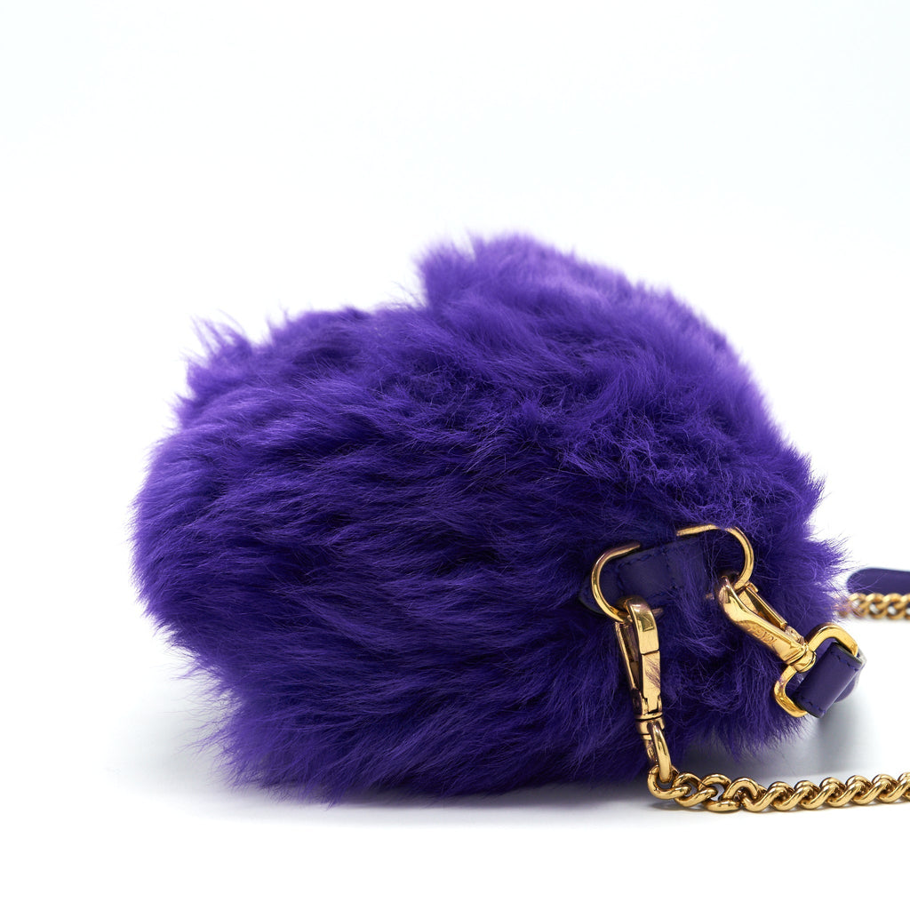 FENDI BAGUETTE FUR HANDBAG PURPLE