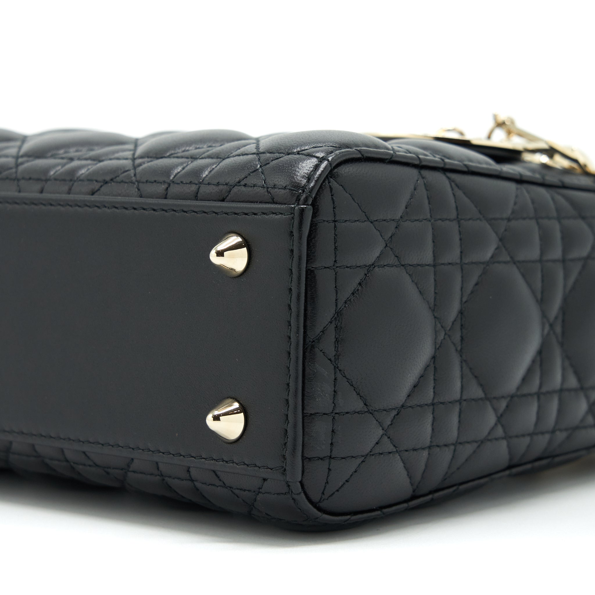 DIOR SMALL LADY DIOR LAMBSKIN BLACK LGHW