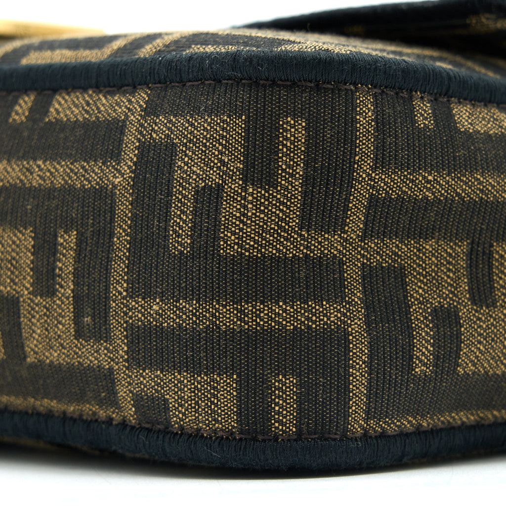 FENDI BAGUETTE BAG FF JACQUARD FABRIC BROWN GHW