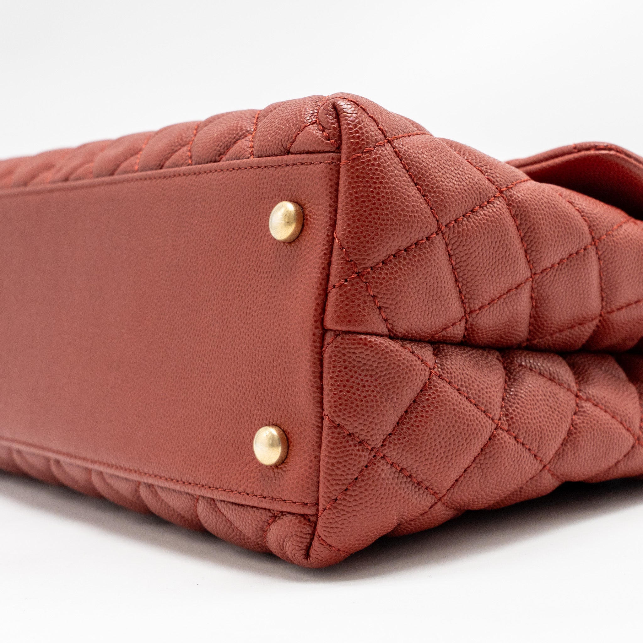 CHANEL LARGE COCO HANDLE WITH LIZARD HANDLE CAVIAR RED GHW