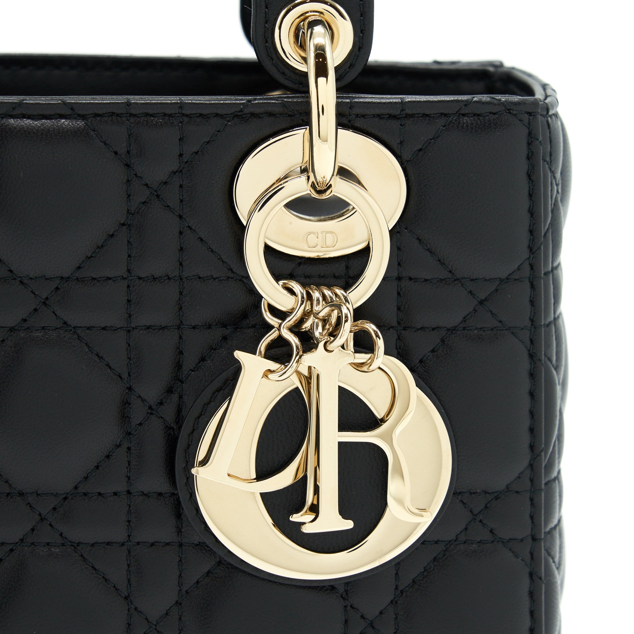 DIOR SMALL LADY DIOR LAMBSKIN BLACK LGHW