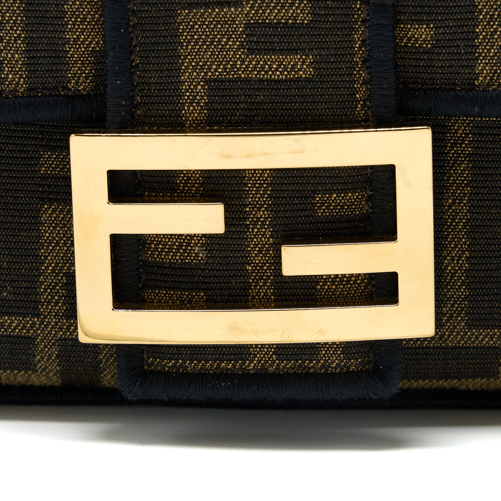 FENDI BAGUETTE BAG FF JACQUARD FABRIC BROWN GHW