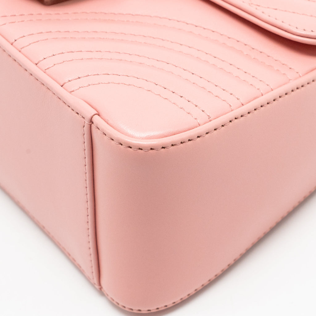 GUCCI GG MARMONT MINI TOP HANDLE BAG CALFSKIN PINK SHW