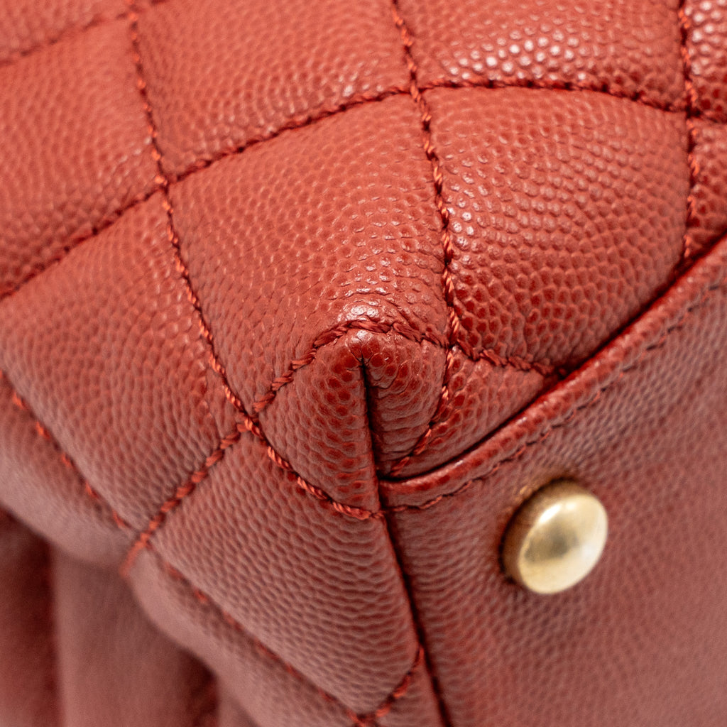 CHANEL LARGE COCO HANDLE WITH LIZARD HANDLE CAVIAR RED GHW