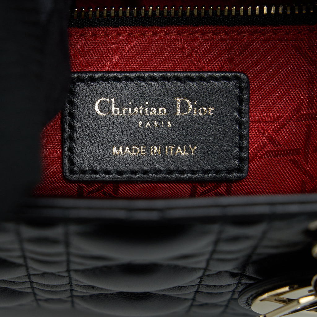 DIOR SMALL LADY DIOR LAMBSKIN BLACK LGHW