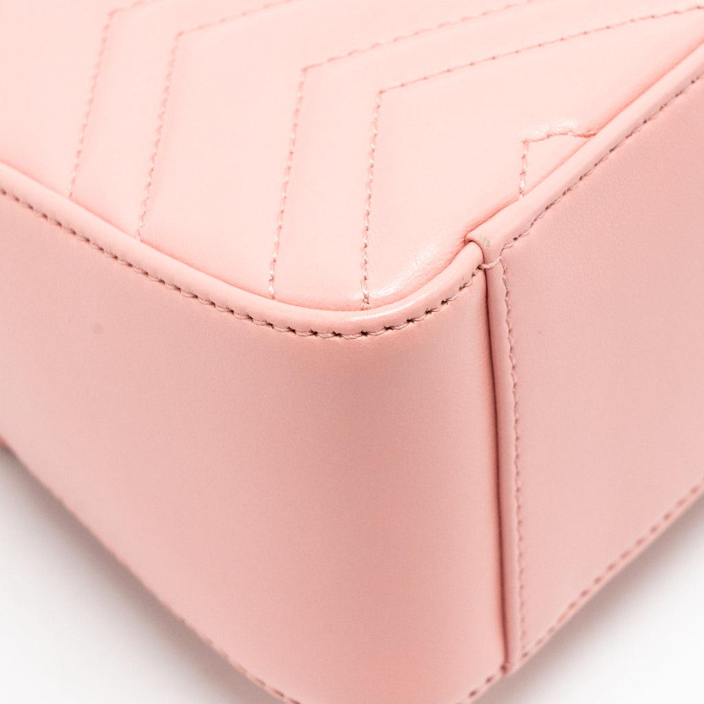 GUCCI GG MARMONT MINI TOP HANDLE BAG CALFSKIN PINK SHW