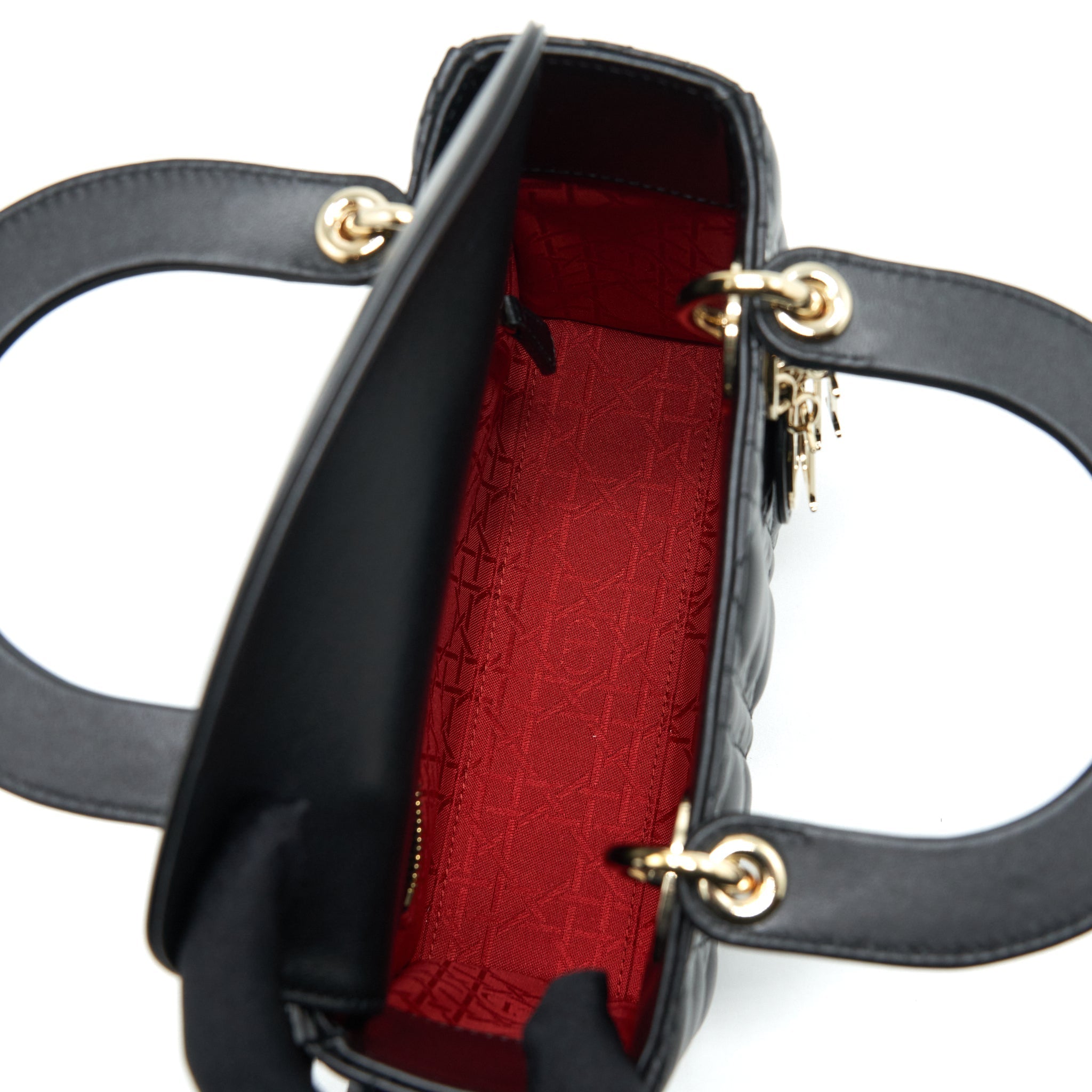 DIOR SMALL LADY DIOR LAMBSKIN BLACK LGHW