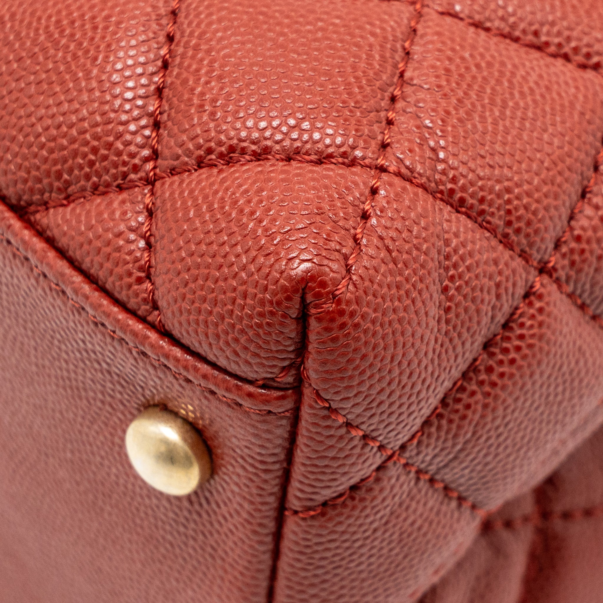 CHANEL LARGE COCO HANDLE WITH LIZARD HANDLE CAVIAR RED GHW