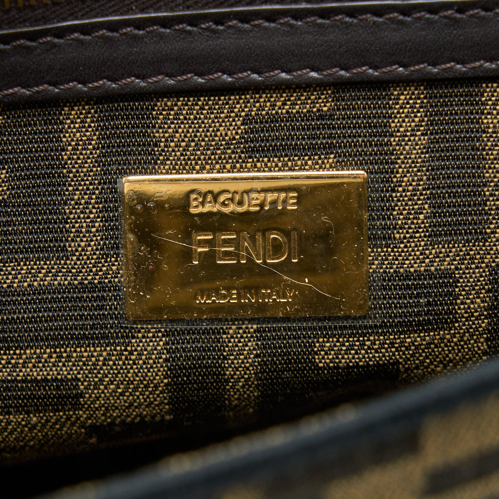 FENDI BAGUETTE BAG FF JACQUARD FABRIC BROWN GHW