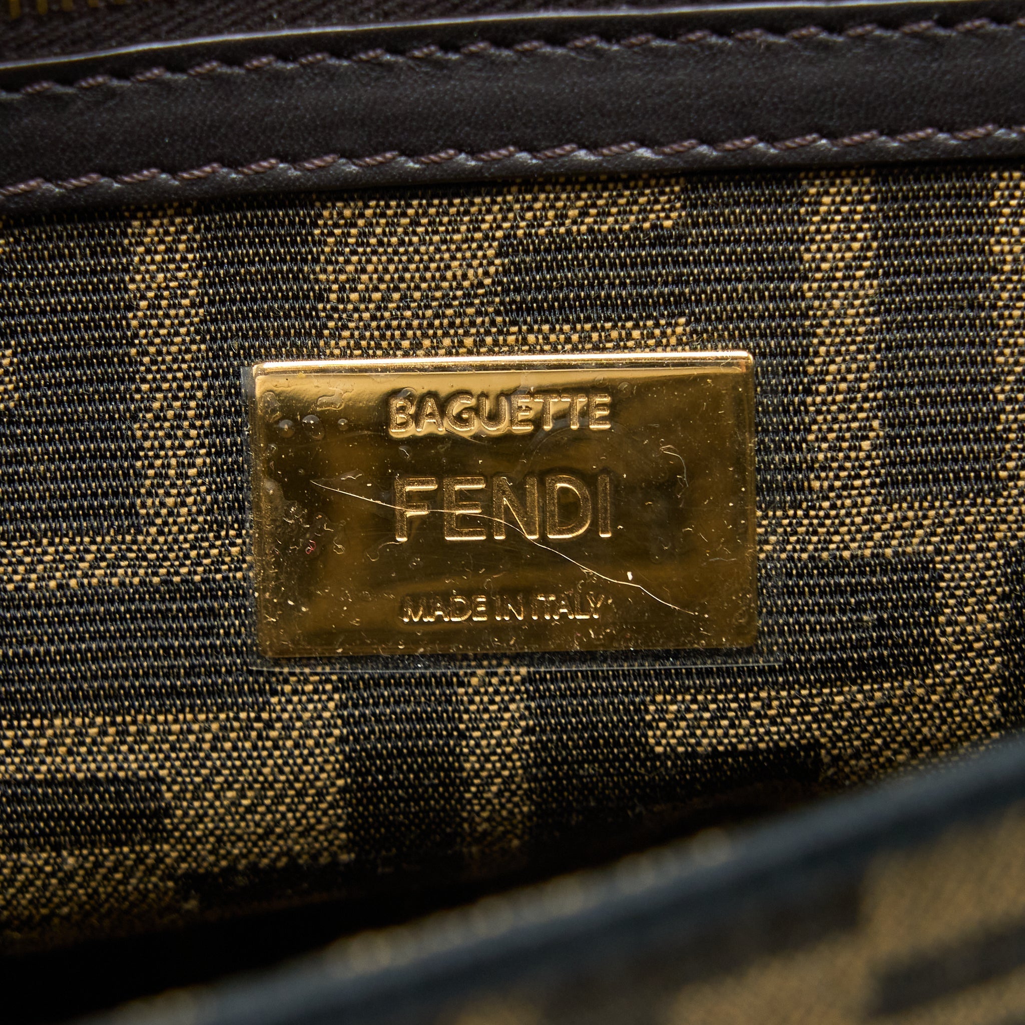FENDI BAGUETTE BAG FF JACQUARD FABRIC BROWN GHW