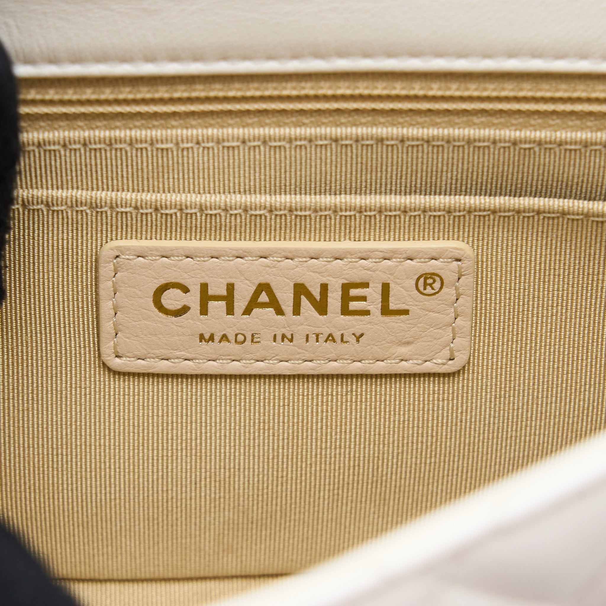 CHANEL MINI SQUARE FLAP BAG WITH DETAILED RIBBON CHAIN LAMBSKIN WHITE GHW