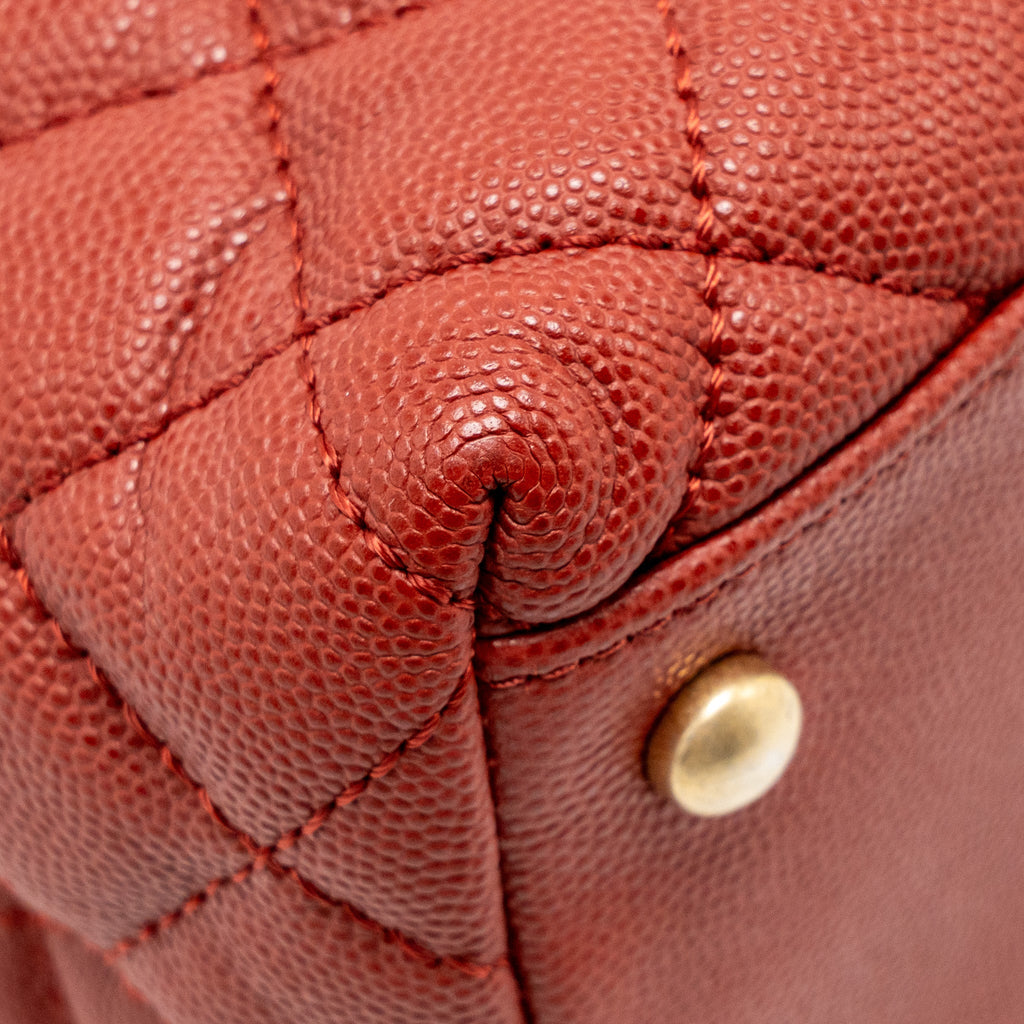 CHANEL LARGE COCO HANDLE WITH LIZARD HANDLE CAVIAR RED GHW