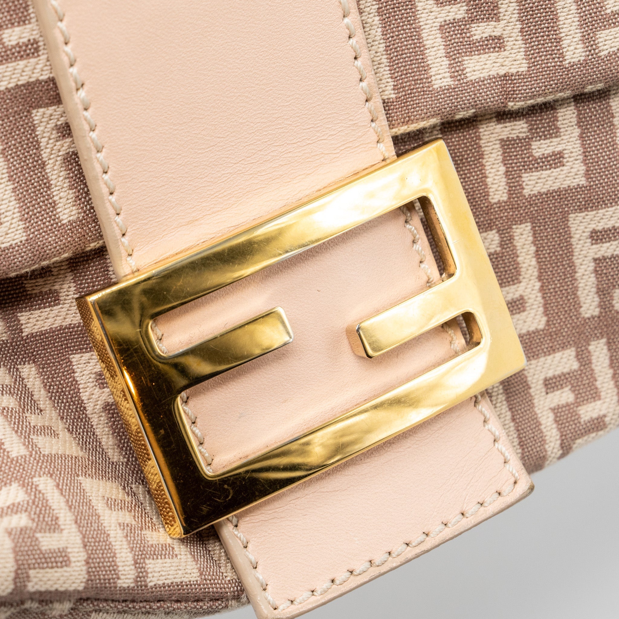 FENDI ZUCCHINO MAMA FLAP BAG FF JACQUARD CANVAS LIGHT PINK GHW