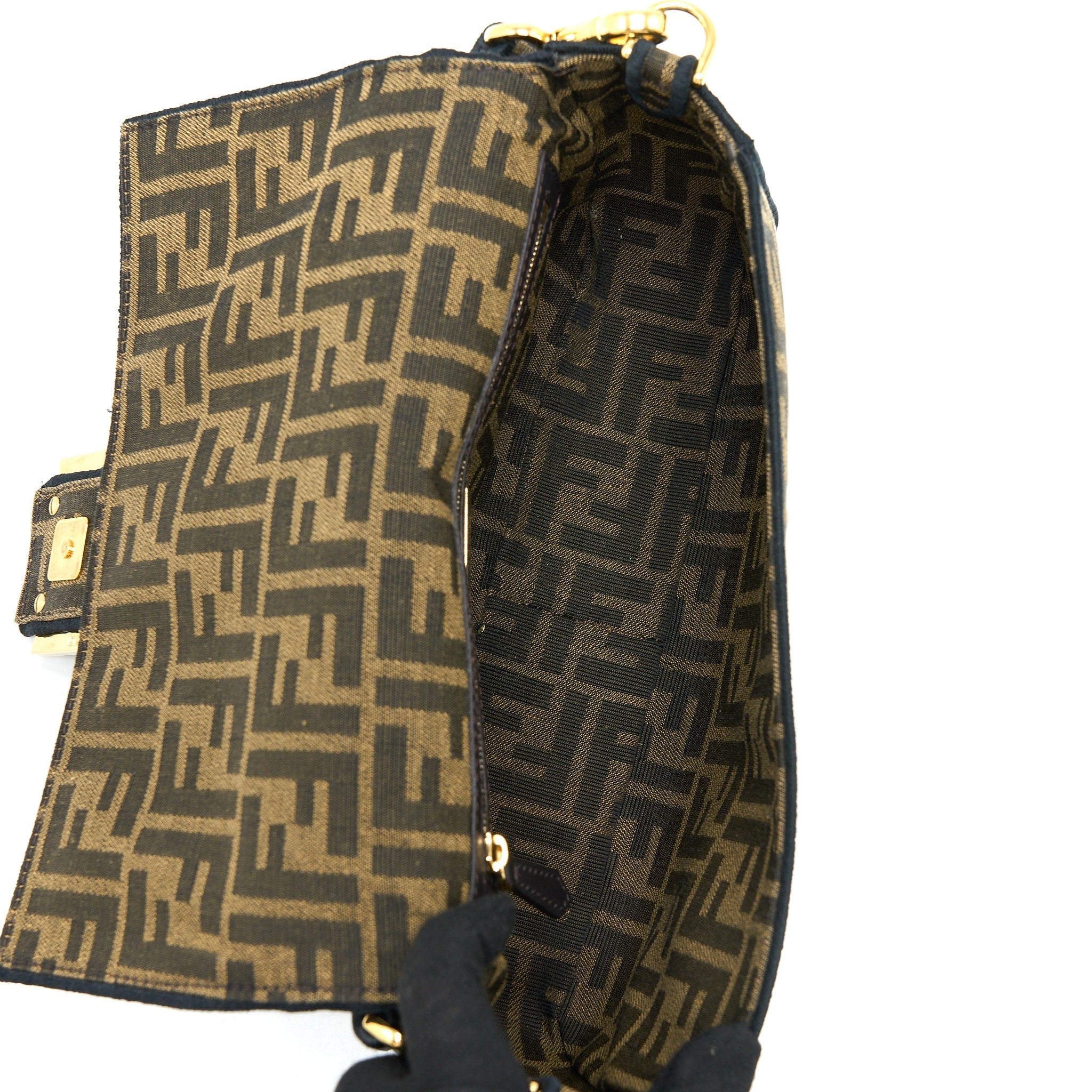 FENDI BAGUETTE BAG FF JACQUARD FABRIC BROWN GHW
