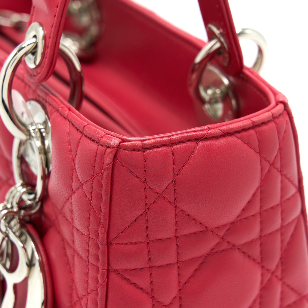 DIOR MEDIUM LADY DIOR LAMBSKIN PINK SHW