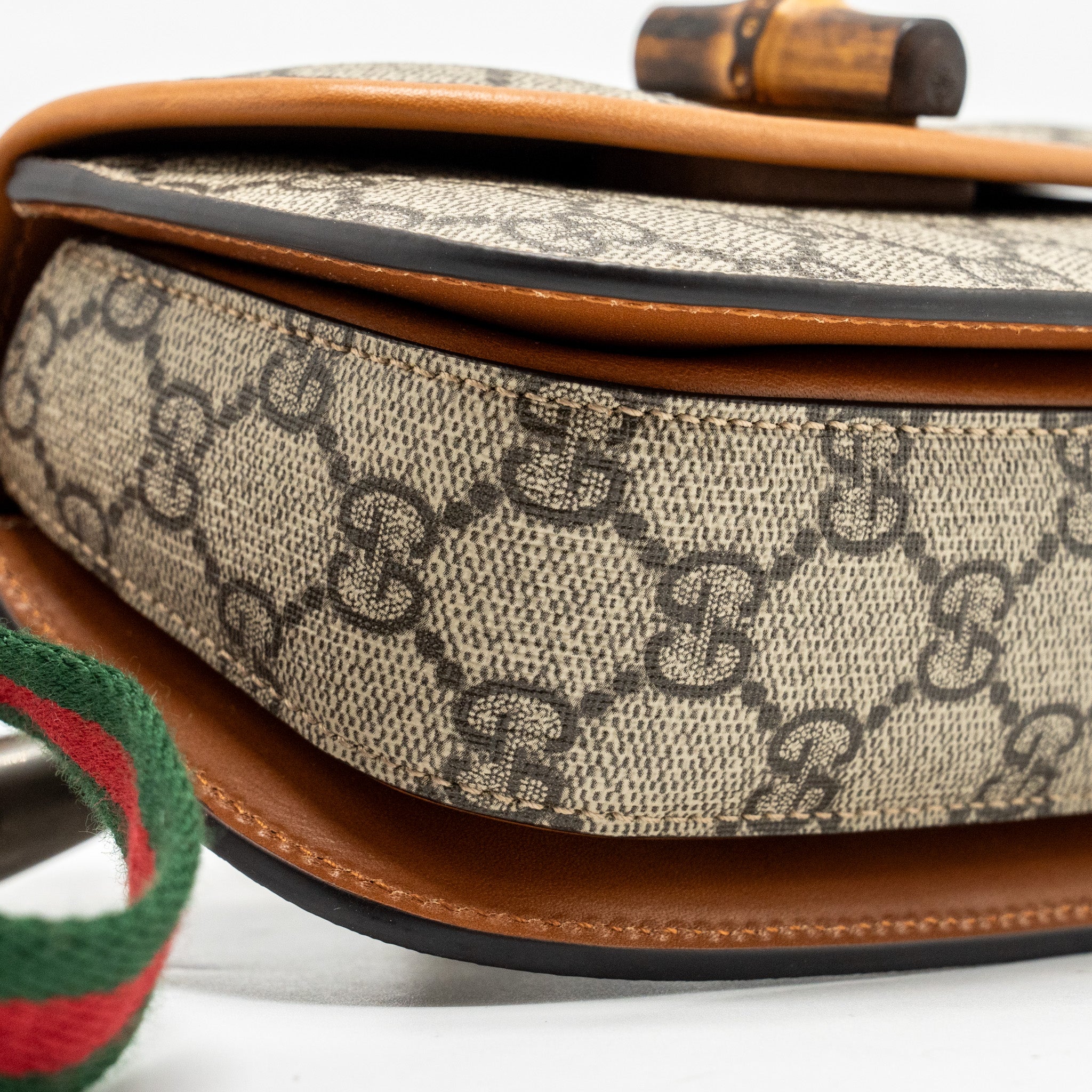 GUCCI BAMBOO 1947 MINI BELT BAG GG SUPREME CANVAS/LEATHER SHW