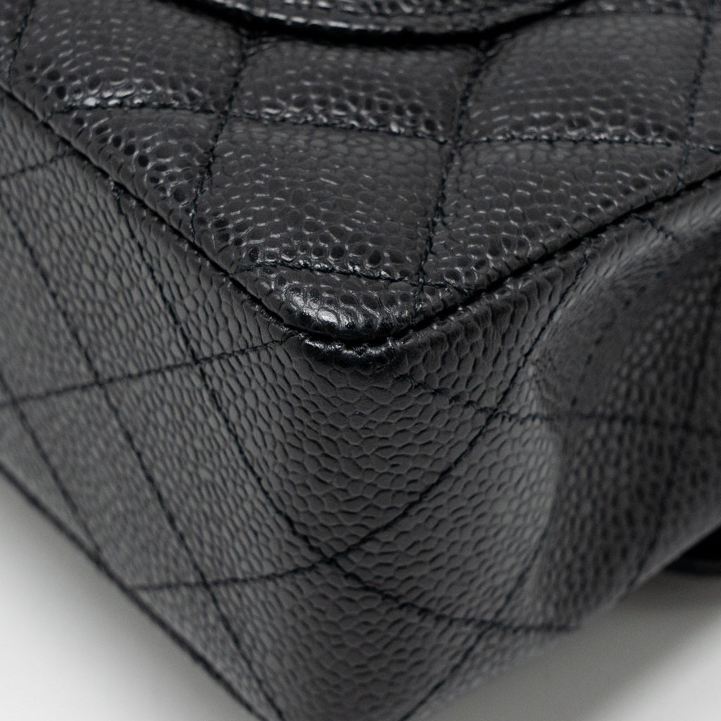 CHANEL SMALL CLASSIC DOUBLE FLAP BAG CAVIAR BLACK GHW (MICROCHIP)